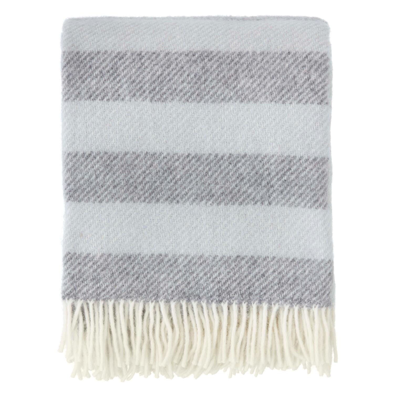 Anton uldtæppe, stribet grå - 130x180 cm.